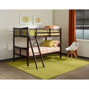 Twin over Twin Solid Wood Bunk Bed in Espresso Finish