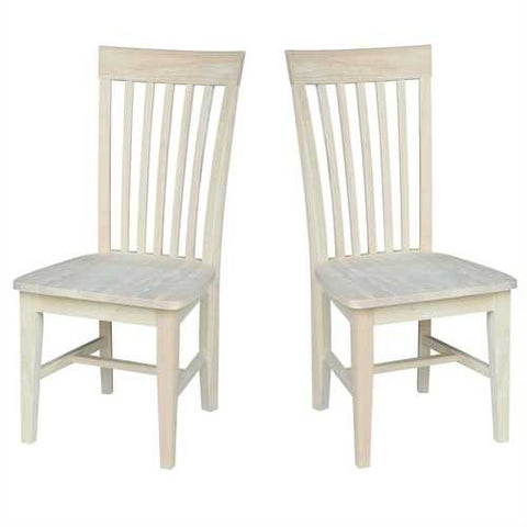 Image of Set of 2 - Mission Style Unfinished Wood Dining Chair with High Back