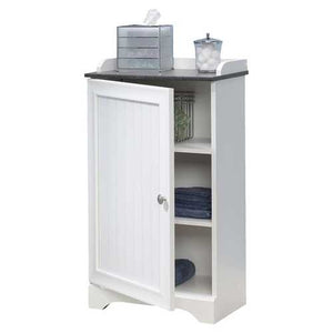 Bathroom Floor Cabinet with Adjustable Shelves in White Finish