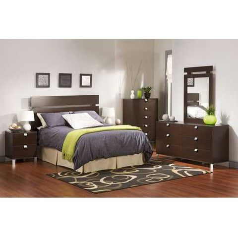 Image of Full / Queen size Modern Headboard in Dark Brown Chocolate Finish