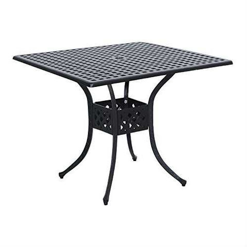 Image of Square 39 x 39 inch Outdoor Patio Dining Table with Black Metal Finish