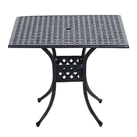 Image of Square 39 x 39 inch Outdoor Patio Dining Table with Black Metal Finish