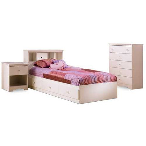 Image of Eco-Friendly White Nightstand with Drawer and Open Shelf