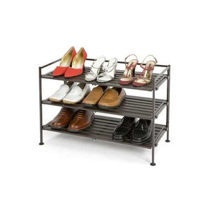 Classic Stackable Folding Utility Shoe Rack in Mocha Finish