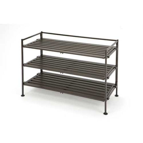 Image of Classic Stackable Folding Utility Shoe Rack in Mocha Finish