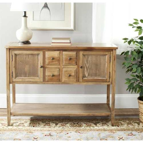 Image of Oak Wood Finish Dining Room Sideboard Buffet Console Table Cabinet