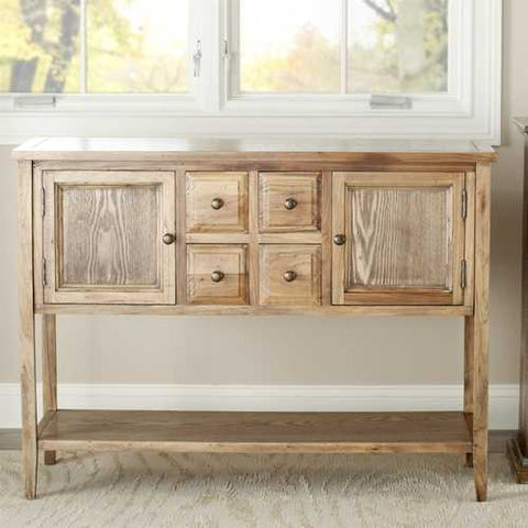 Image of Oak Wood Finish Dining Room Sideboard Buffet Console Table Cabinet