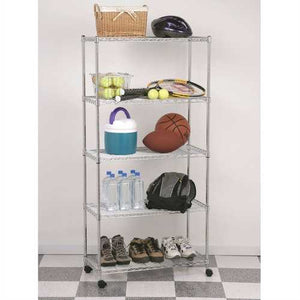 5-Shelf Storage Shelving Unit with Removable Locking Casters Wheels