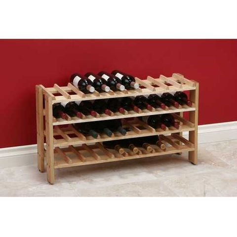 Image of 4-Shelf 40-Bottle Wine Rack in Solid Birchwood