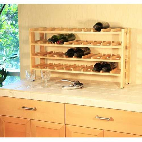 Image of 4-Shelf 40-Bottle Wine Rack in Solid Birchwood