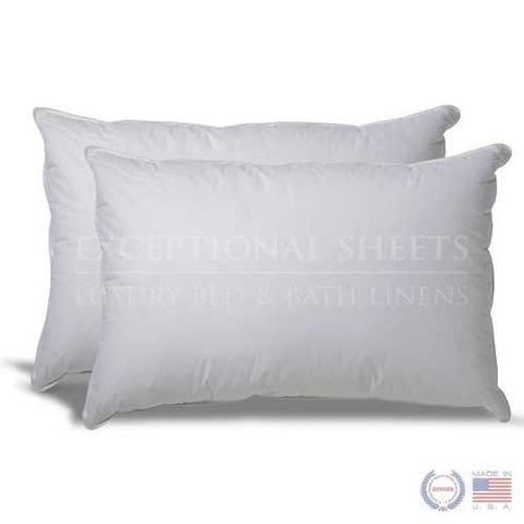 Image of Set of 2 Hypoallergenic Down Alternative Pillows with 100% Cotton Ticking