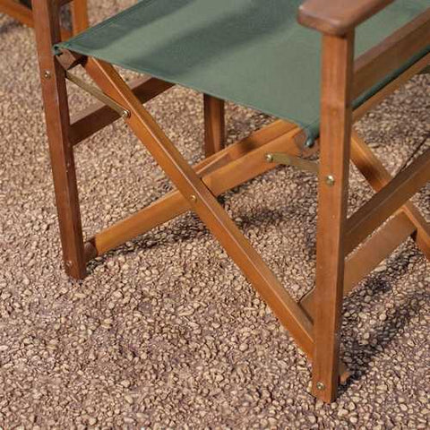 Image of Set of 2 - Outdoor Patio Seating Directors Chair with Forest Green Fabric Seat