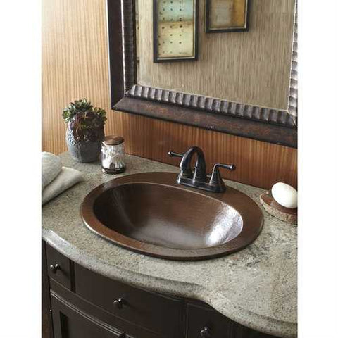 Image of Copper Oval Bathroom Sink 20 x 16 inch