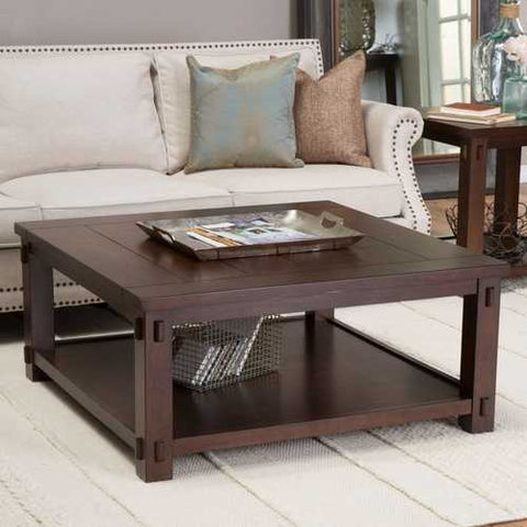 Image of Square Wood Coffee Table in Espresso Finish