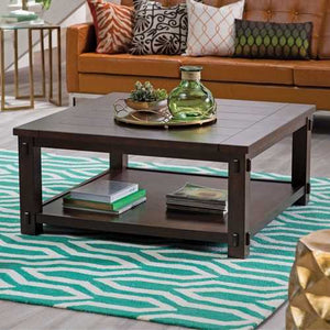 Square Wood Coffee Table in Espresso Finish