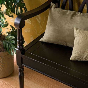 Indoor Accent Bench in Antique Black Wood Finish