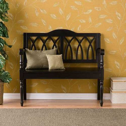 Image of Indoor Accent Bench in Antique Black Wood Finish