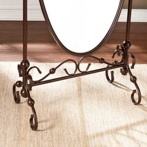 Image of Antique Bronze Finish Metal Cheval Floor Mirror