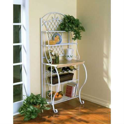 Image of White Metal Bakers Rack with 5 Shelves for Kitchen or Pantry