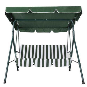 Outdoor Patio Porch Deck Steel Frame 3-Seat Canopy Swing Hammock in Green and White