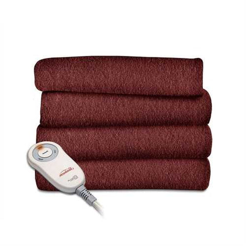 Image of Garnet Red Soft Warm Fleece Electric Heated Throw Blanket