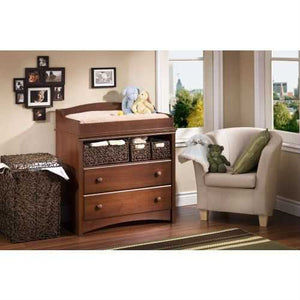 2-Drawer Changing Table with Open Shelf in Royal Cherry Finish