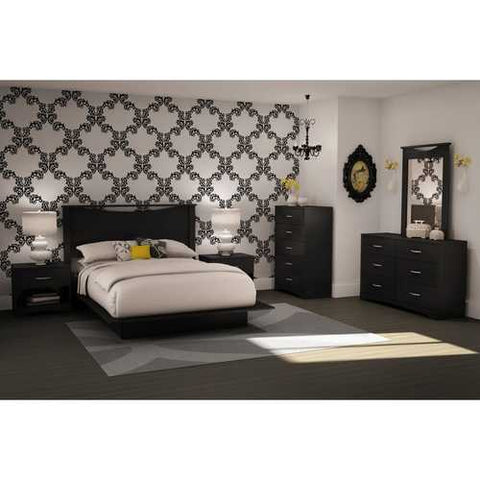 Image of Modern 5-Drawer Bedroom Chest in Black Wood Finish