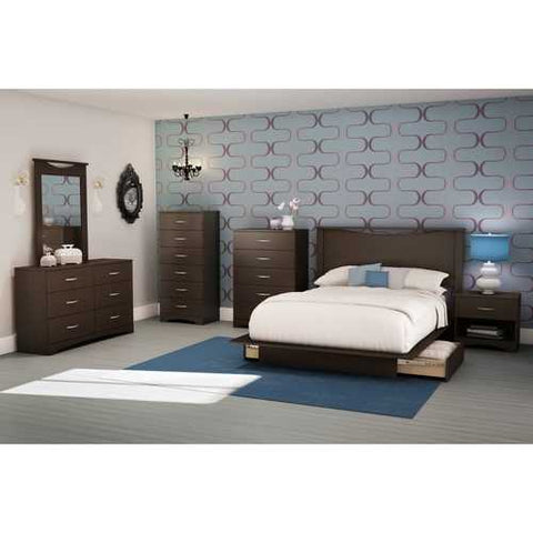 Image of Modern 5 Drawer Bedroom Chest in Chocolate Finish