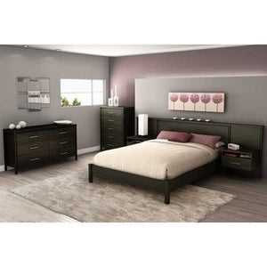 Queen size Modern Platform Bed Frame in Black Ebony Finish