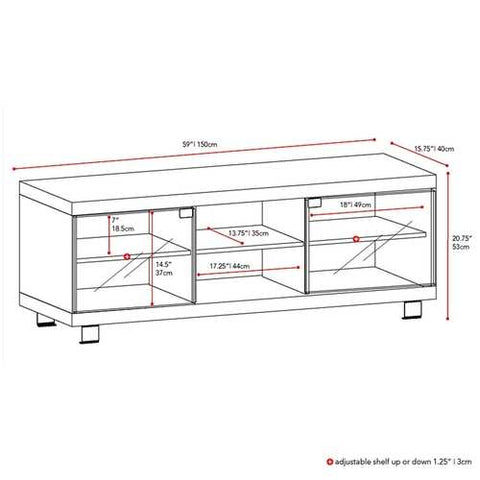 Image of Modern Black TV Stand with Glass Doors - Fits up to 68-inch TV