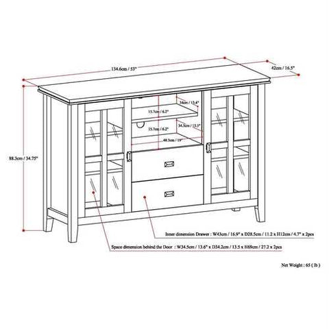 Image of Black Solid Wood 35-inch High TV Stand for TV's up to 60-inch