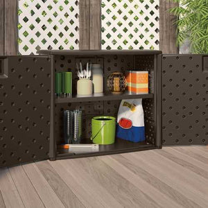 Outdoor Resin Wicker Storage Cabinet Shed in Dark Mocha Brown