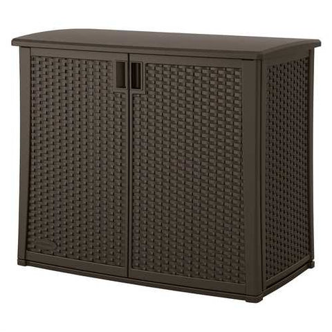 Image of Outdoor Resin Wicker Storage Cabinet Shed in Dark Mocha Brown