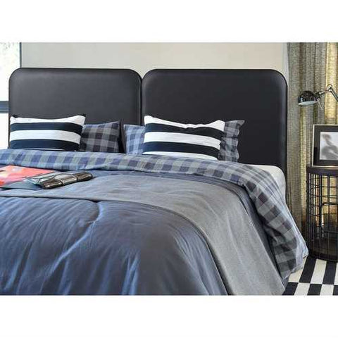 Image of Full size Memory Foam Padded Steel Frame Black Faux Leather Headboard