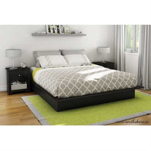 King size Modern Platform Bed Frame in Black Wood Finish