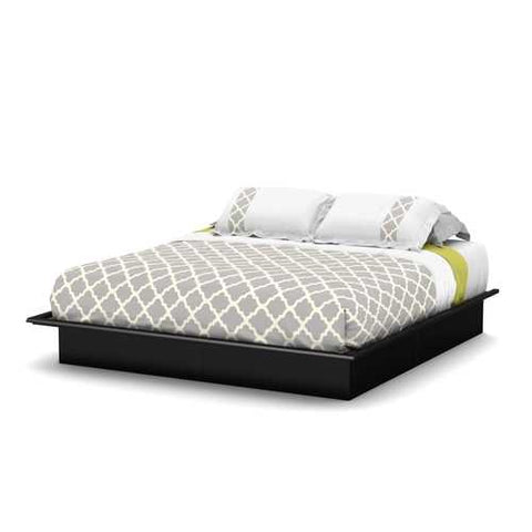 Image of King size Modern Platform Bed Frame in Black Wood Finish