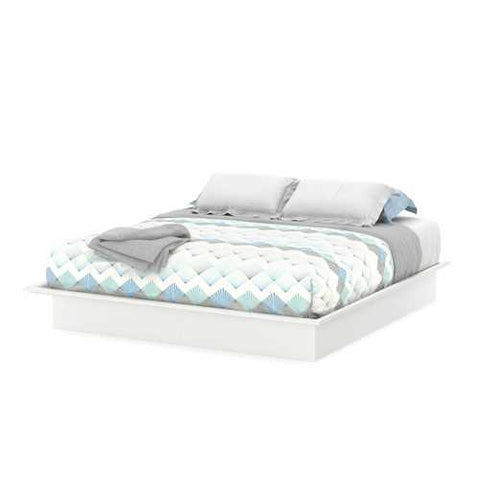 Image of King size Contemporary Platform Bed Frame in White Finish