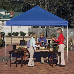 Blue 10-Ft x 10-Ft Pop Up Canopy with Steel Frame and Spike Anchors