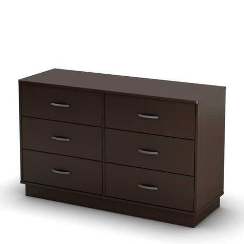 Image of Chocolate Brown Modern Bedroom 6-Drawer Double Dresser Wardrobe