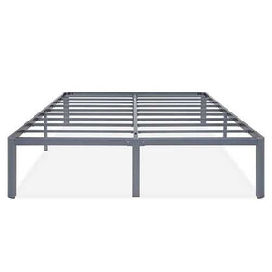 Queen Heavy Duty Grey Metal Platform Bed Frame with Round Corners