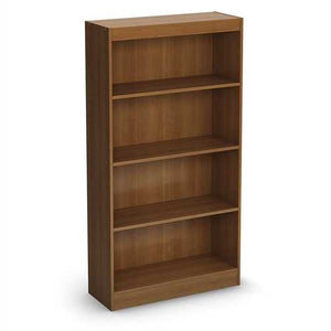 Contemporary 4-Shelf Bookcase in Medium Cherry Wood Finish