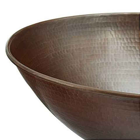 Image of Vessel Style Solid Copper Bathroom Sink Oval 18 x 14 inch