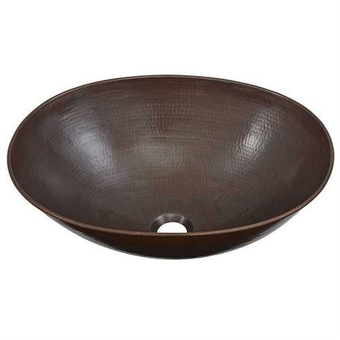 Image of Vessel Style Solid Copper Bathroom Sink Oval 18 x 14 inch