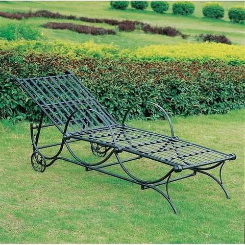 Image of Outdoor Multi-Position Iron Chaise Lounge Chair in Black