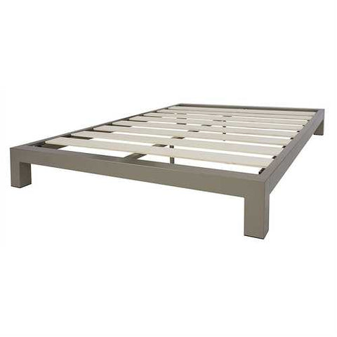 Image of Queen size Champagne Metal Platform Bed Frame with Wood Slats