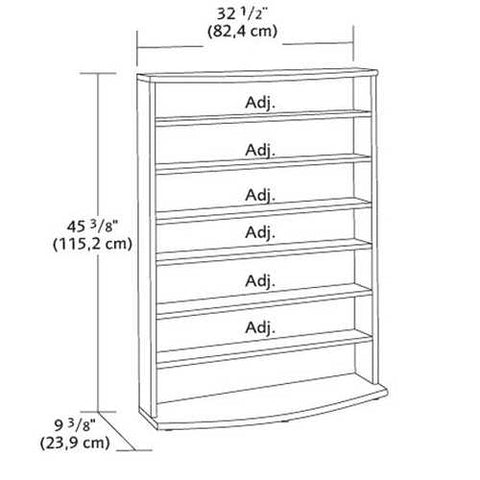 Image of Contemporary 6-Shelf Bookcase Multimedia Storage Rack Tower in Cinnamon Cherry FInish