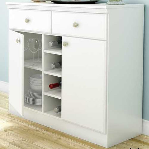 Image of White Dining Room Sideboard Buffet Console Table with 2 Drawers