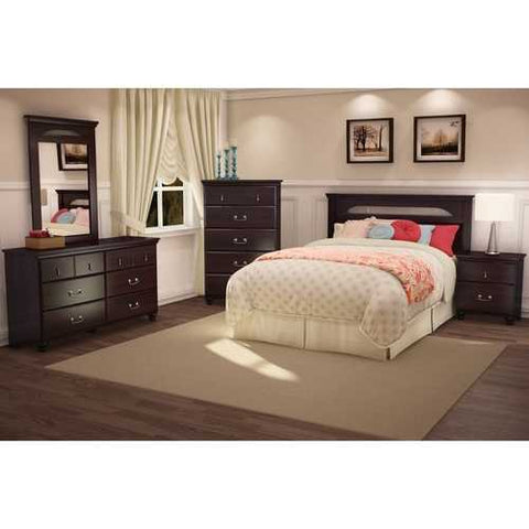 Image of Dark Mahogany Wood Grain Finish Bedroom Dresser with 6 Drawers