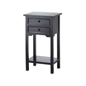 Set of 2 Nightstand Side Tables / End Table in Black Finish Pine Wood