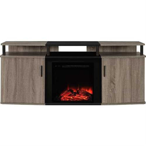 Image of Sonoma Oak / Black Electric Fireplace TV Stand - Accommodates up to 70-inch TV